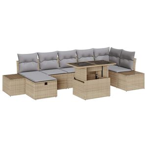 vidaXL Set Divano da Giardino 8 pcs Beige polyrattan