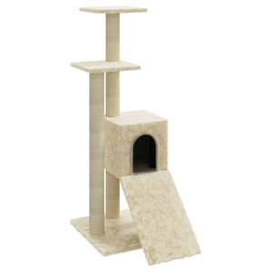 vidaXL Albero per Gatti con Tiragraffi in Sisal Crema 92 cm