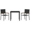 vidaXL Set da Pranzo per Giardino con cuscino 3 pcs Nero polyrattan