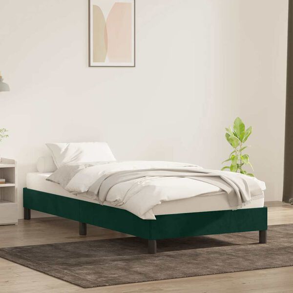 vidaXL Giroletto senza Materasso Verde Scuro 100x210 cm in Velluto