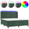 vidaXL Letto a Molle con Materasso e LED Verde Scuro 180x200cm Velluto