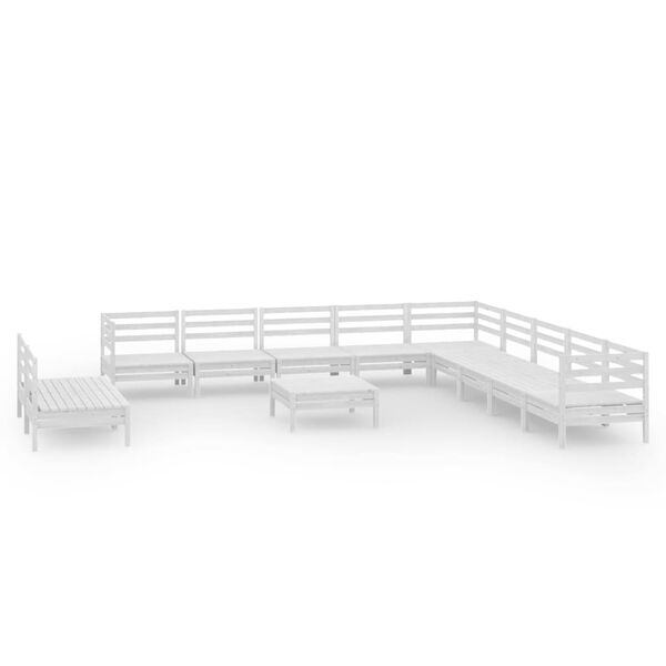 vidaXL Set Salotto da Giardino 12 pz in Legno Massello di Pino Bianco