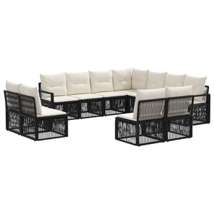 vidaXL Set Divano da Giardino 11 pz Nero polyrattan