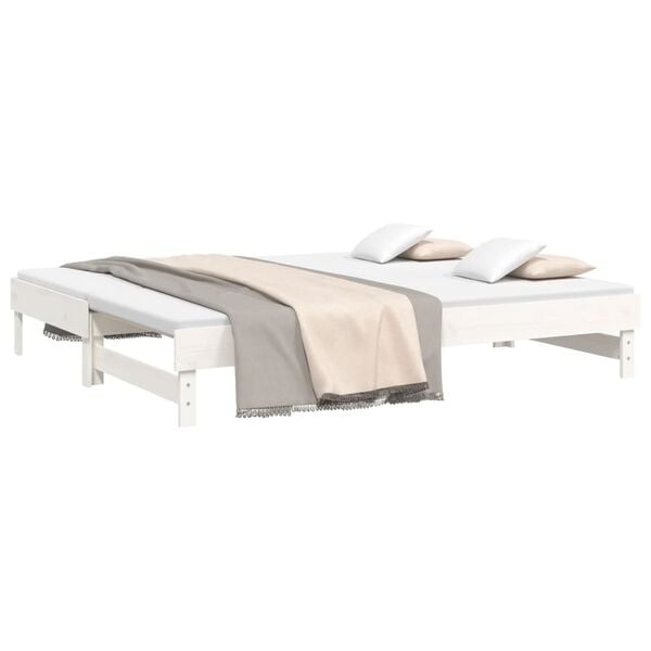 vidaXL Dormeuse Estraibile Bianca 2x(90x200) cm Legno Massello di Pino