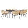 vidaXL Set Pranzo da Giardino 7pz con Cuscini Marrone Polyrattan Vetro