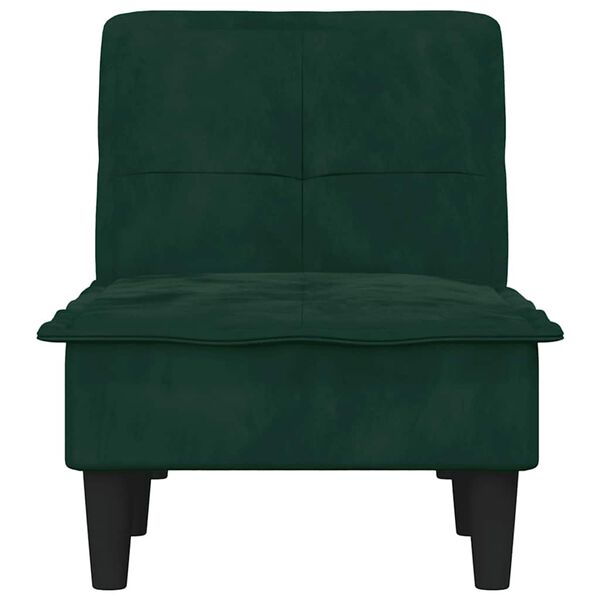 vidaXL Chaise Longue in Velluto Verde Scuro