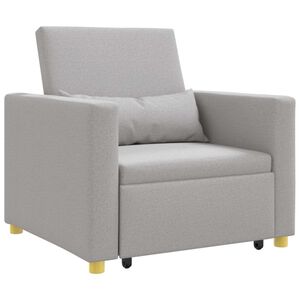 vidaXL Divano letto estraibile singolo con ruote Grigio nuvola Tessuto