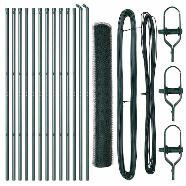 vidaXL Palo della recinzione Verde 25 x 1 m (25 mm rete) Acciaio