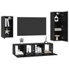 vidaXL Set mobile TV 4 pcs Rovere Nero Legno multistrato