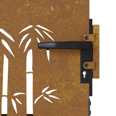 vidaXL Cancello da Giardino 85x125 cm in Acciaio Corten Design Bambù