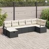 vidaXL Set di divani con cuscino Nero e Crema polyrattan