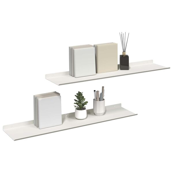 vidaXL Mensola sospesa 2 pcs Bianco 80 x 18 x 2,5 cm Acciaio