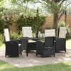 vidaXL Set da Pranzo per Giardino con cuscino 5 pcs Nero polyrattan