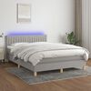 vidaXL Letto a Molle Materasso e LED Grigio Chiaro 140x200 cm Tessuto