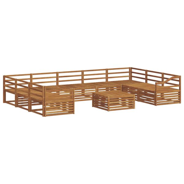vidaXL Set divani 10 pcs Naturale Legno di Acacia Massello