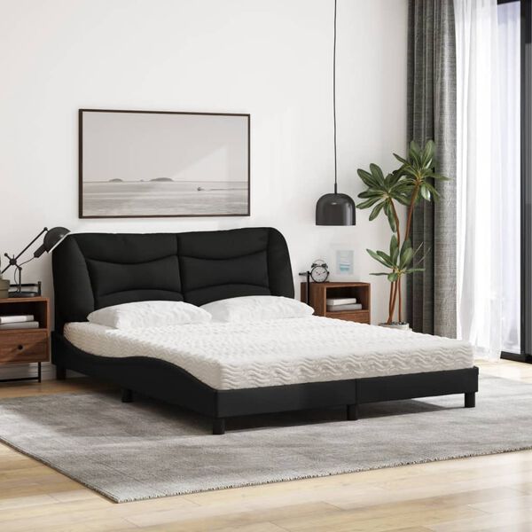 vidaXL Letto con Materasso Hvar Nero 160x200 cm in Tessuto