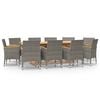 vidaXL Set da Pranzo per Giardino 11 pz con Cuscini Grigio