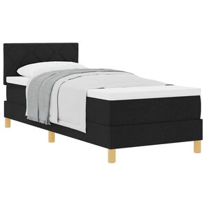 vidaXL Letto a molle con cuscino con testiera Nero 80 x 200 cm Tessuto