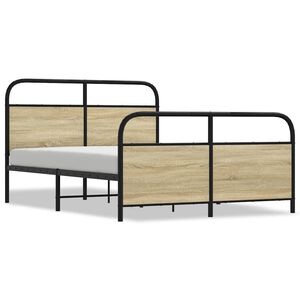 vidaXL Giroletto senza Materaso in Metallo Rovere Sonoma 137x190 cm