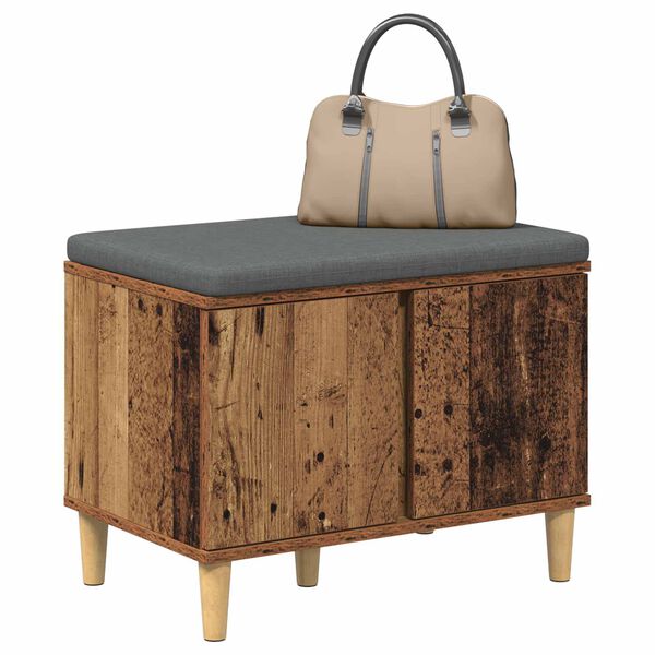 vidaXL Panca per ingresso con cuscino Legno vecchio 60 x 38 x 46 cm