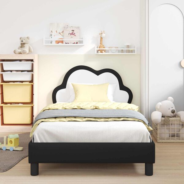 vidaXL Struttura letto bambini con testata Nero 80 x 200 cm PU