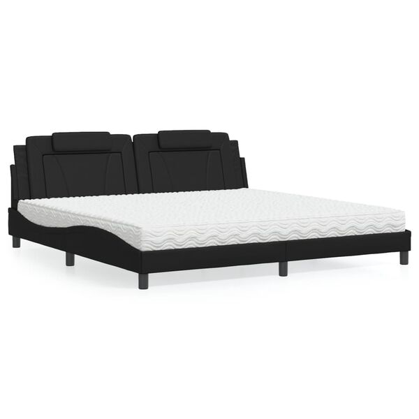 vidaXL Letto Viana con Materasso Nero 200x200 cm in Similpelle
