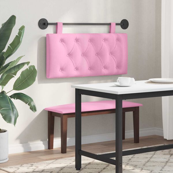 vidaXL Testata appesa Montaggio a parete Rosa 100 x 55 x 7 cm Tessuto