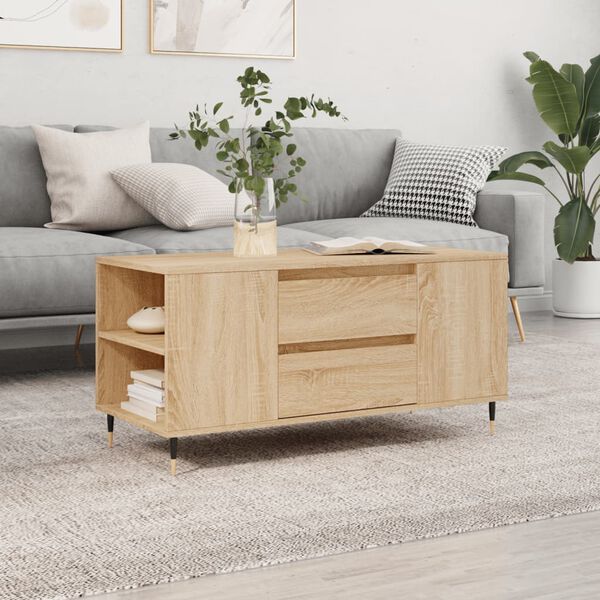 vidaXL Tavolino Salotto Rovere Sonoma 102x44,5x50 cm Legno Multistrato