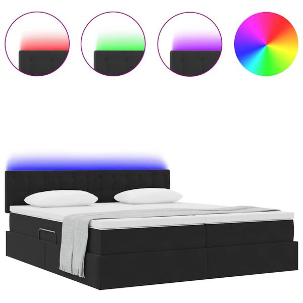 vidaXL Letto con luci a strisce a LED Nero 200 x 200 cm Velluto