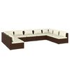vidaXL Set Divani da Giardino 9 pz con Cuscini in Polyrattan Marrone
