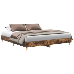 vidaXL Giroletto senza Materasso Rovere Fumo 200x200 cm in Truciolato