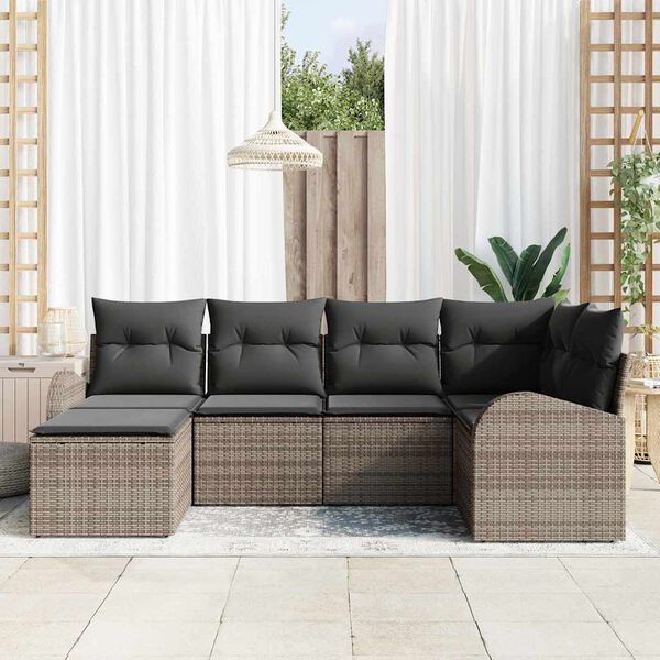 vidaXL Set Divano da Giardino 6 pcs Grigio polyrattan