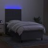 vidaXL Letto a Molle Materasso e LED Grigio Scuro 100x200cm in Tessuto