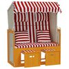 vidaXL Strandkorb con Cuscini Polyrattan e Legno Massello Rosso Bianco