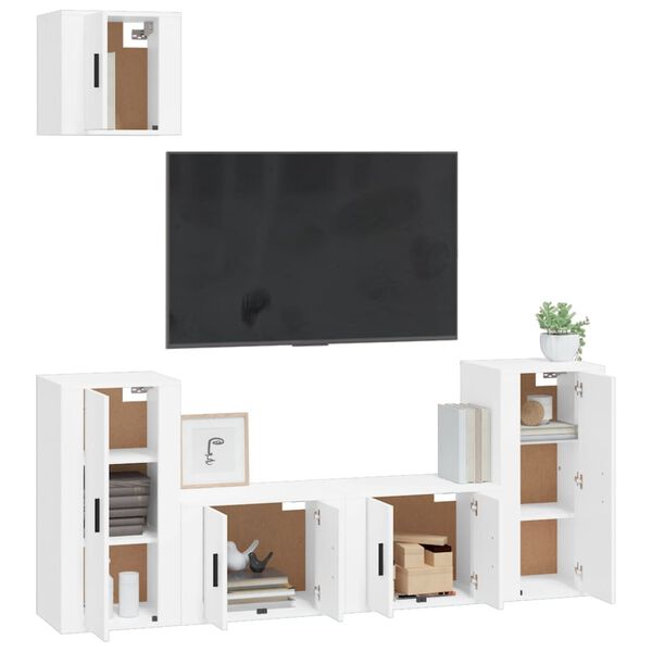 vidaXL Set di Mobili Porta TV 5 pz Bianco in Legno Multistrato