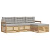 vidaXL Set di divani da esterno 4 pz Bianco e Grigio Chiaro Poliestere