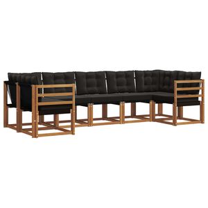 vidaXL Set di divani da esterno 7 pz Naturale e Nero