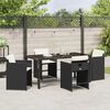 vidaXL Set da Pranzo per Giardino con cuscino 5 pcs Nero polyrattan