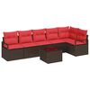 vidaXL Set Divano da Giardino 7 pz Marrone e Rosso polyrattan