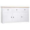 vidaXL Credenza Bianca 135x40x80 cm in Legno Massello di Pino Panama