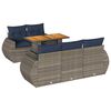 vidaXL Set Divano da Giardino 6 pz con Cuscini Grigio in Polyrattan