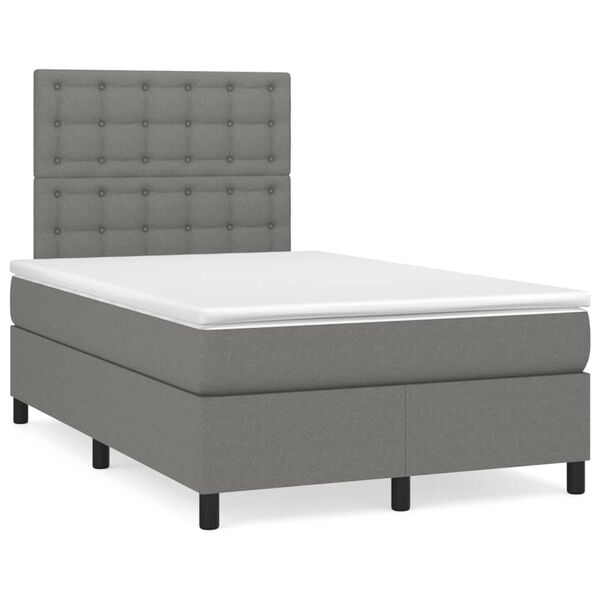 vidaXL Letto a Molle Materasso e LED Grigio Scuro 120x190cm in Tessuto