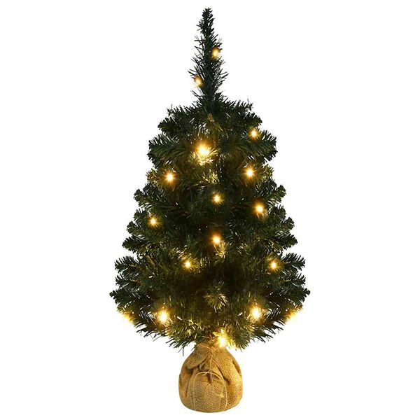 vidaXL Albero di Natale Preilluminato con Supporto Verde 90 cm in PVC