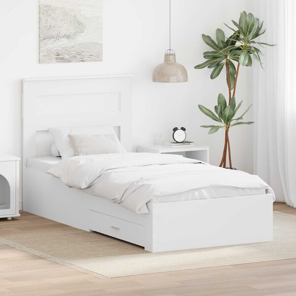 vidaXL Struttura del letto Bianco 90 x 190 cm Legno multistrato