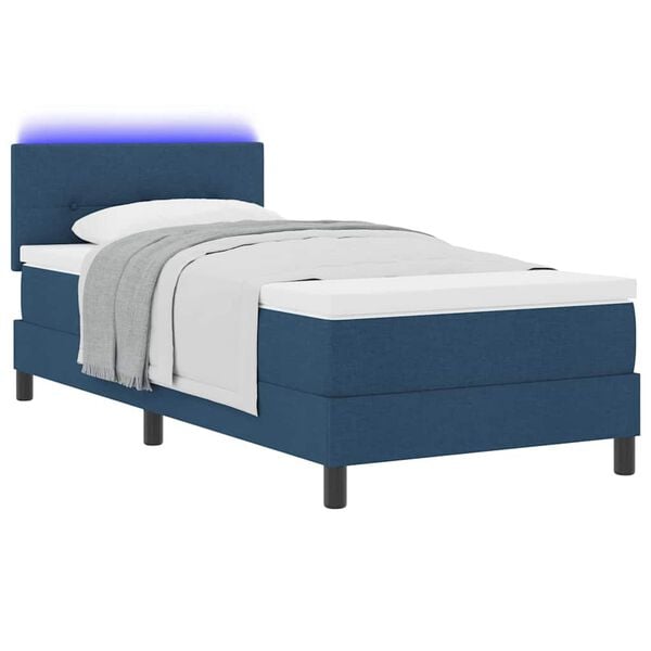 vidaXL Letto a molle con materasso con led Blu 80 x 200 cm Tessuto