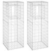 vidaXL Cesti a Gabbione a Torre 2 pz 50x50x140 cm in Ferro