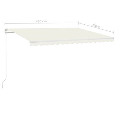vidaXL Tenda da Sole Retrattile Manuale 450x300 cm Crema