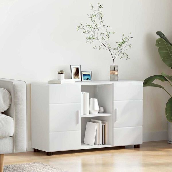 vidaXL Credenza con porta FLORIN Bianco Lucido 88,5 x 30,5 x 55,5 cm