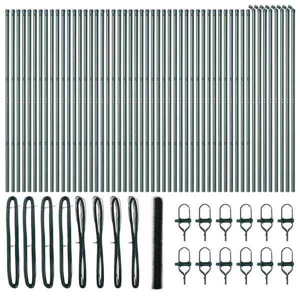 vidaXL Recinzione con pali. Verde 1.6 x 100 m Acciaio rivestito in PVC