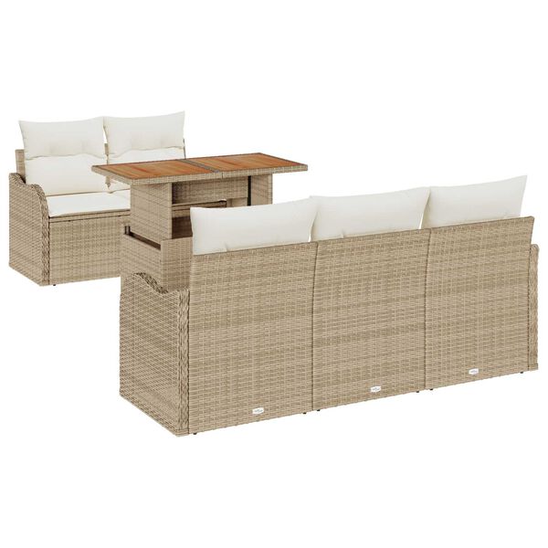 vidaXL Set Divano da Giardino 6 pcs Beige Poly Rattan